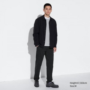 Uniqlo Ultra Stretch DRY-EX Tapered (Long) Men Trousers Black US | DEAW-12973