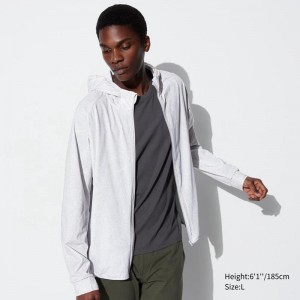 Uniqlo Ultra Stretch DRY-EX Zipped Men Hoodie Grey US | ONJK-50491