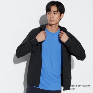 Uniqlo Ultra Stretch DRY-EX Zipped Men Hoodie Black US | NAPF-14305