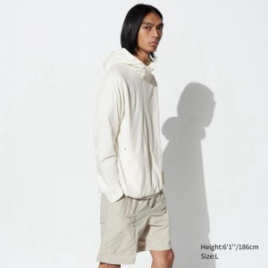 Uniqlo Ultra Stretch DRY-EX Zipped Men Hoodie Off White US | YLXM-91264