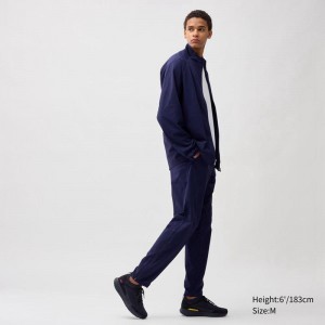 Uniqlo Ultra Stretch DRY Men Trousers Navy US | TIJR-01528