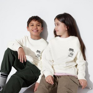 Uniqlo Ultra Stretch (Graphic) Kids' Sweatshirts Off White US | YJQH-57198