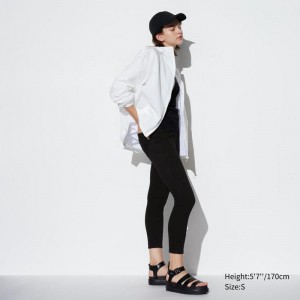 Uniqlo Ultra Stretch High Rise Cropped Fit Women Leggings Black US | TDMR-92631