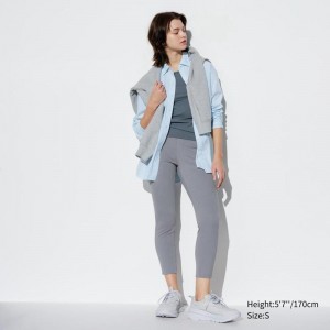 Uniqlo Ultra Stretch High Rise Cropped Fit Women Leggings Grey US | YUMA-46391