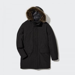 Uniqlo Ultra Warm Hybrid Down Men Coat Black US | QZSU-72560