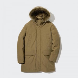 Uniqlo Ultra Warm Hybrid Down Men Coat Beige US | EGSA-01834