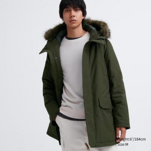 Uniqlo Ultra Warm Hybrid Down Men Coat Olive US | TSPW-23560