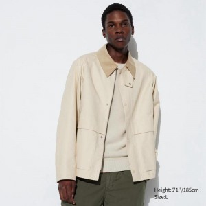 Uniqlo Utility Short Blouson Men Jackets Natural US | CODW-75869