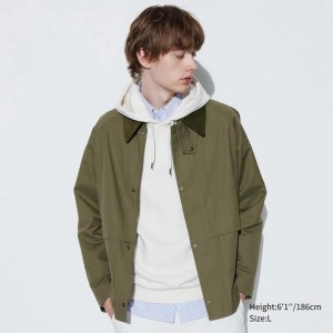 Uniqlo Utility Short Blouson Men Jackets Olive US | TNIJ-90341