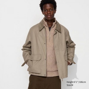 Uniqlo Utility Short Blouson Men Jackets Brown US | VYLP-20879