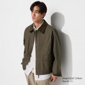 Uniqlo Utility Short Blouson Men Jackets Olive US | XVRI-60873