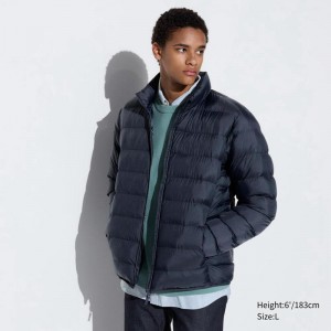 Uniqlo Warm Padded Men Jackets Navy US | GDLE-97531