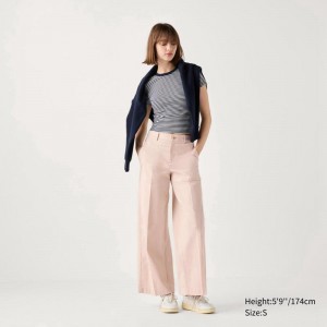 Uniqlo Wide Chino (Long) Women Trousers Pink US | JHEO-36987