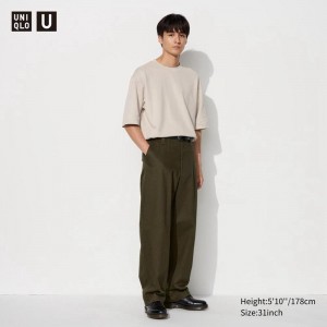 Uniqlo Wide Chino Men Trousers Dark Brown US | UBJS-47830