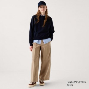 Uniqlo Wide Chino Women Trousers Beige US | HQGD-63407