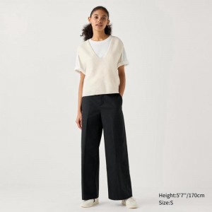 Uniqlo Wide Chino Women Trousers Black US | PGIF-09837