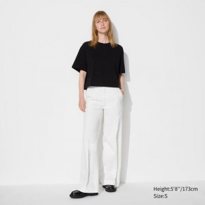 Uniqlo Wide (Long) Women Jeans White US | AESZ-05496