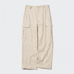 Uniqlo Wide Straight Cargo (Long) Women Trousers Natural US | VLRG-34516