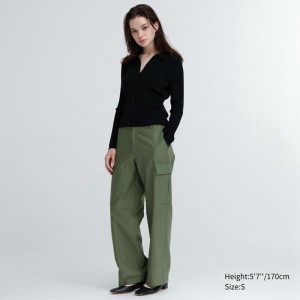 Uniqlo Wide Straight Cargo Women Trousers Green US | XRLI-63714