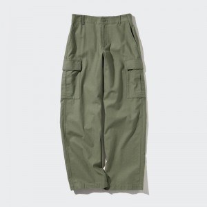 Uniqlo Wide Straight Leg Cargo (Long) Women Trousers Olive US | WDOY-16850