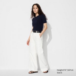 Uniqlo Wide Women Jeans White US | PEOV-87025