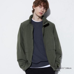 Uniqlo Windproof Stand Collar Blouson Men Jackets Olive US | AZCV-90812