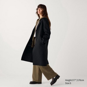 Uniqlo Wool Blend Chester Long Women Coats Black US | DMIP-20846