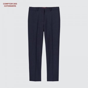 Uniqlo Wool Tapered Pants Women Trousers Navy US | FLIT-30416