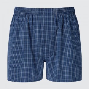 Uniqlo Woven (Check) Men Boxers Blue US | ZBTV-79425