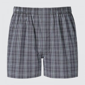 Uniqlo Woven (Check) Men Boxers Dark Grey US | HNRM-19362