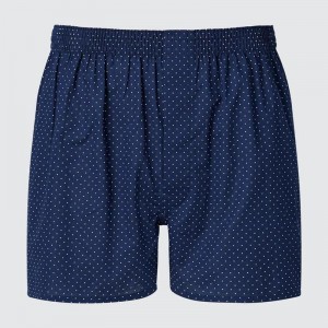 Uniqlo Woven Men Boxers Blue US | WYOR-80162