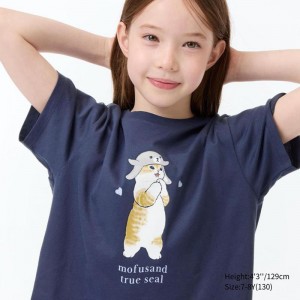 Uniqlo mofusand Fruits Paradise UT Graphic Kids' T-Shirt Navy US | UISY-01693