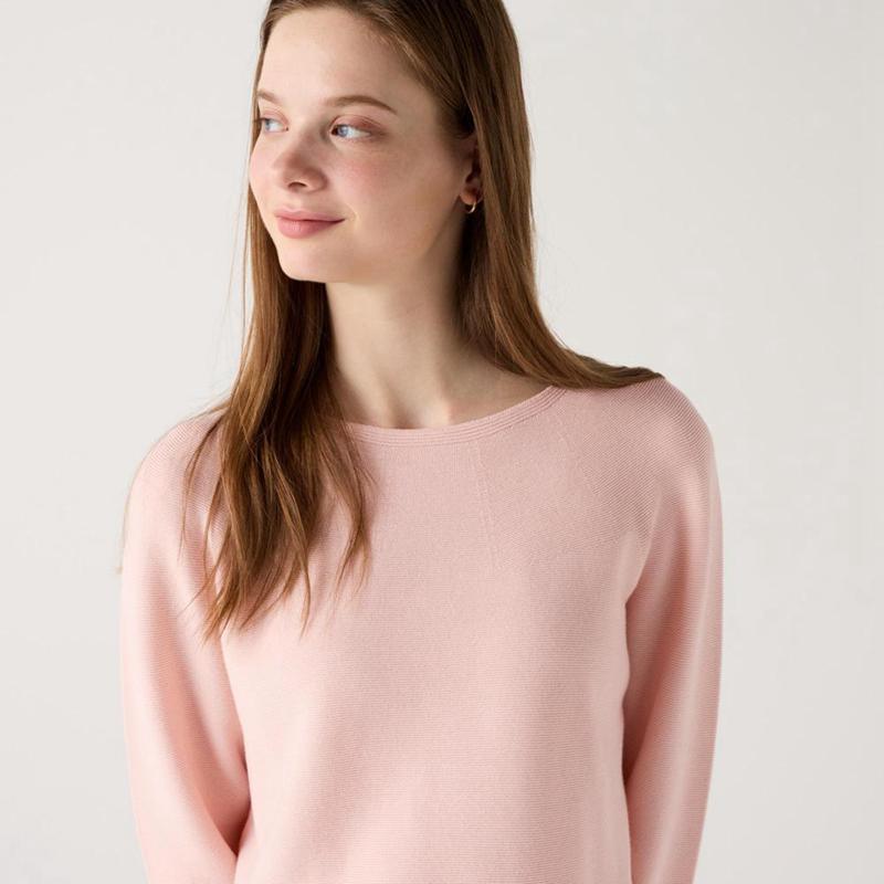 Uniqlo 3D Knit Seamless Cotton Crew Neck Women Jumper Beige  US |  FVDP-47182