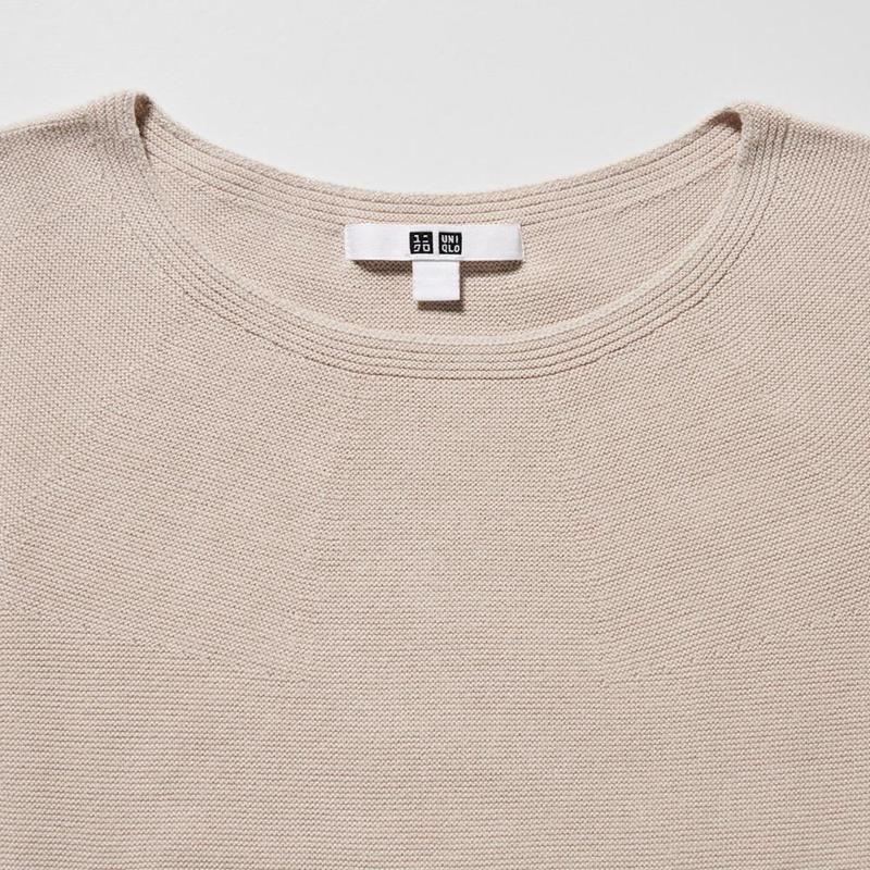 Uniqlo 3D Knit Seamless Cotton Crew Neck Women Jumper Off White  US |  XNEJ-51472