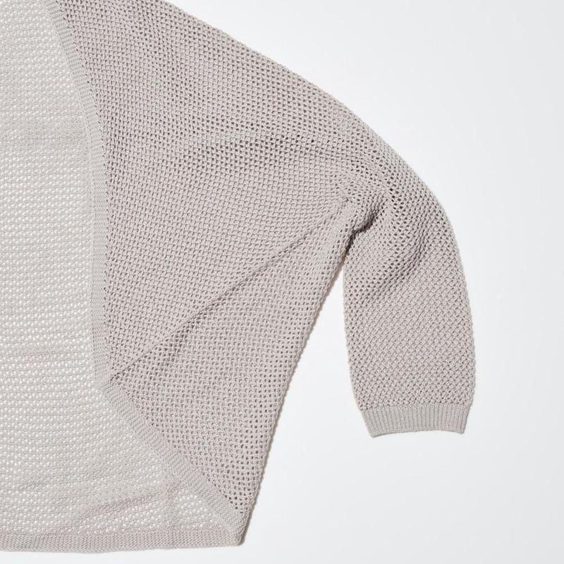 Uniqlo 3D Knit Seamless Mesh Women Cardigans Light Grey  US |  THGK-23579