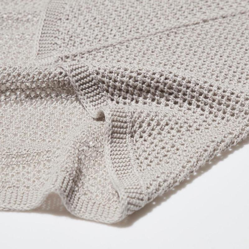 Uniqlo 3D Knit Seamless Mesh Women Cardigans Light Grey  US |  THGK-23579