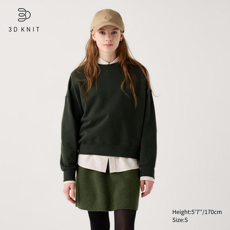 Uniqlo 3D Knit Soufflé Yarn Mini Women Skirts Olive  US |  DLWO-08365