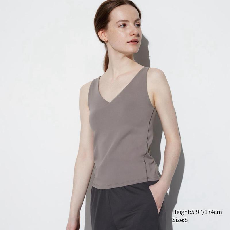 Uniqlo AIRism Active Sleeveless Women Tank Tops Brown  US |  HWUE-08612