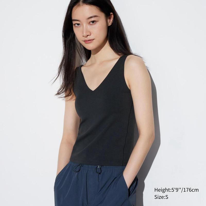 Uniqlo AIRism Active Sleeveless Women Tank Tops Black  US |  ZVFE-32149