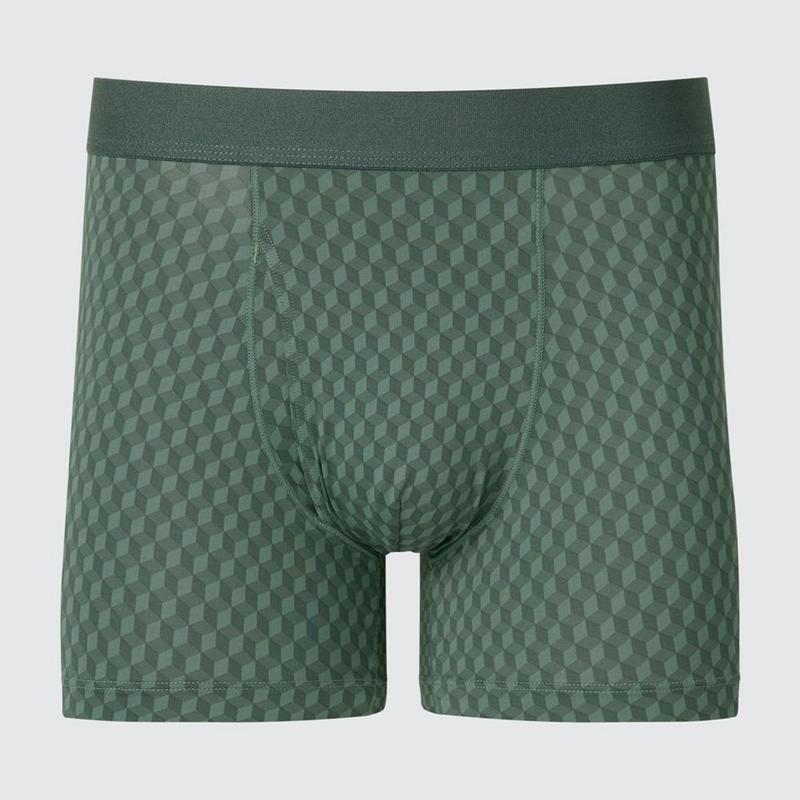 Uniqlo AIRism Boxer (Print) Men Briefs Olive  US |  GXRA-71492