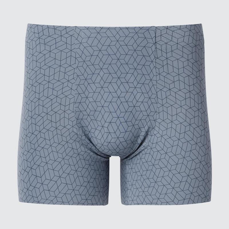 Uniqlo AIRism Boxer (Ultra Seamless, Print) Men Briefs Grey  US |  SWTV-29638