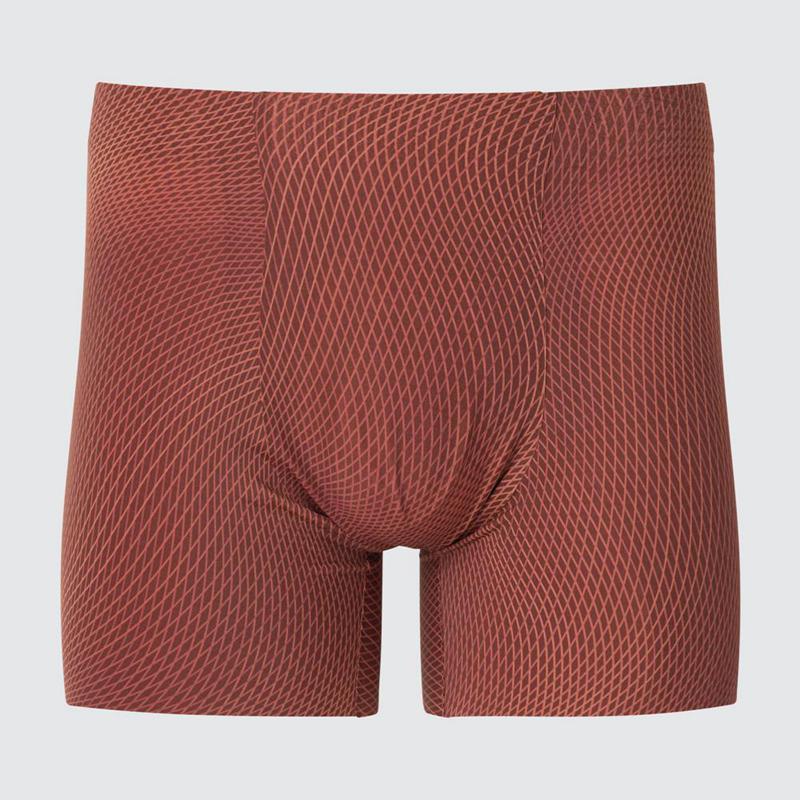 Uniqlo AIRism Boxer (Ultra Seamless, Print) Men Briefs Wine  US |  NHXO-67834