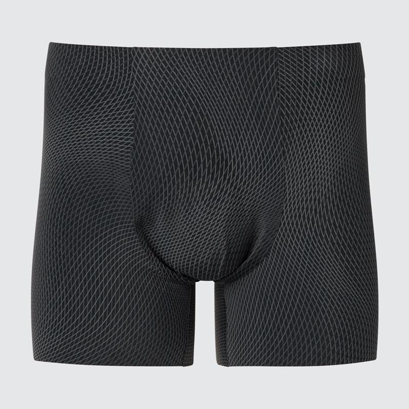 Uniqlo AIRism Boxer (Ultra Seamless, Print) Men Briefs Black  US |  OGSV-62583