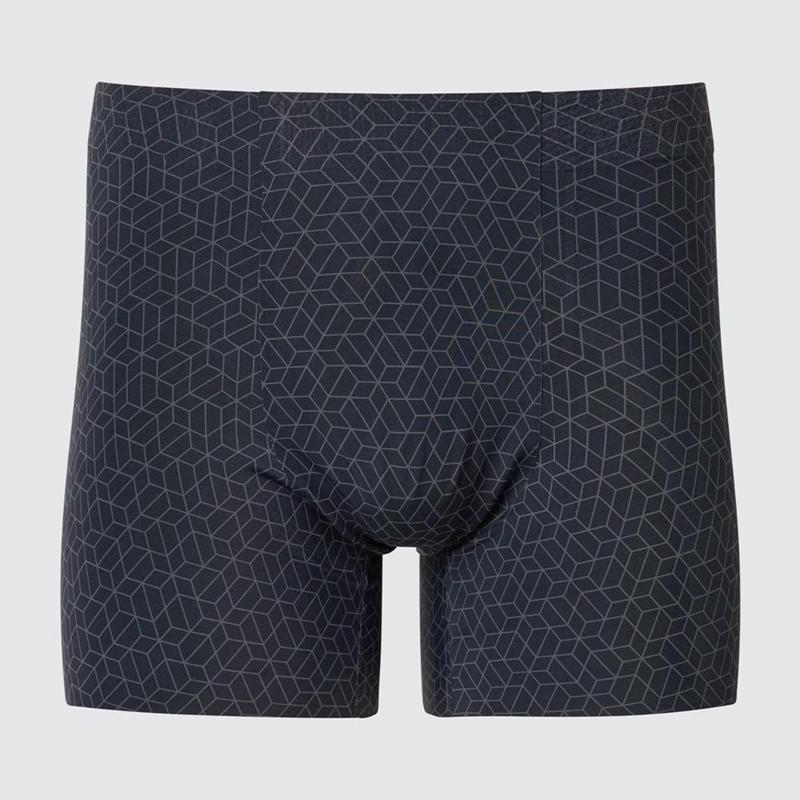 Uniqlo AIRism Boxer (Ultra Seamless, Print) Men Briefs Black  US |  EGJL-96415