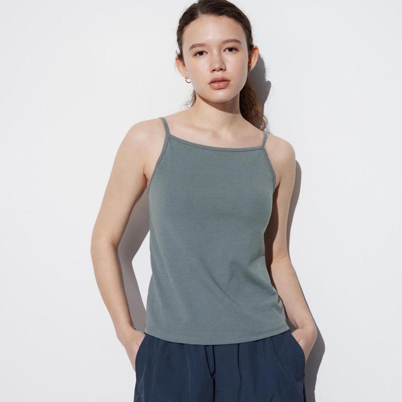 Uniqlo AIRism Cotton (Boat Neck) Women Camisoles Grey  US |  FTAW-35746