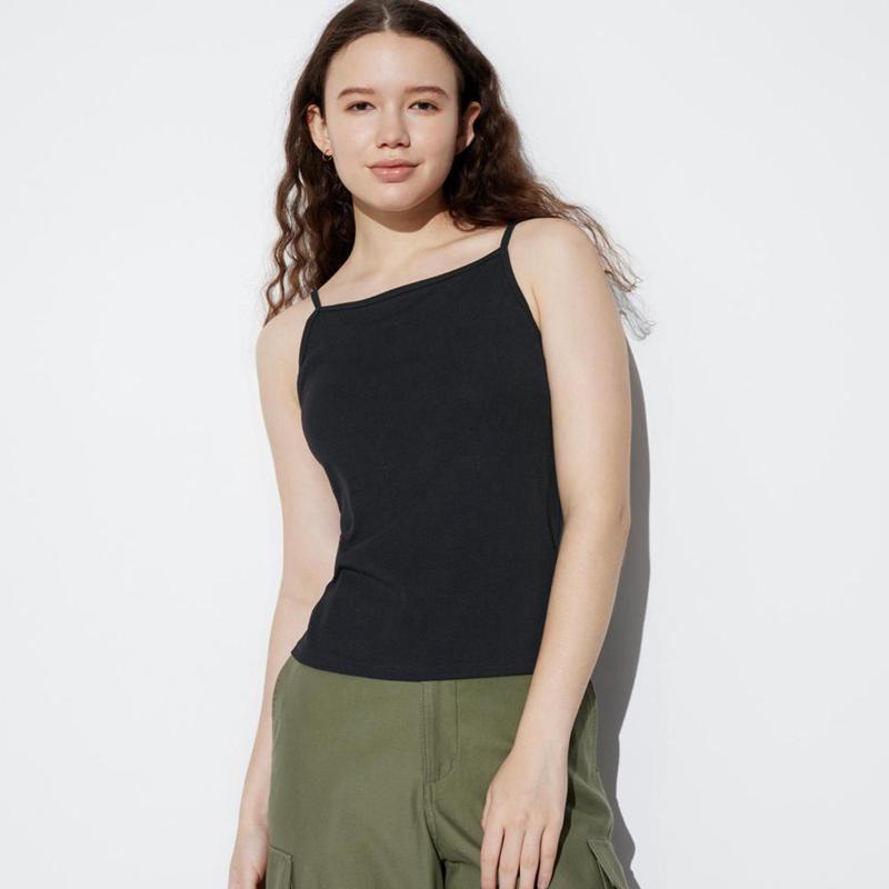 Uniqlo AIRism Cotton (Boat Neck) Women Camisoles Black  US |  YQHM-09163