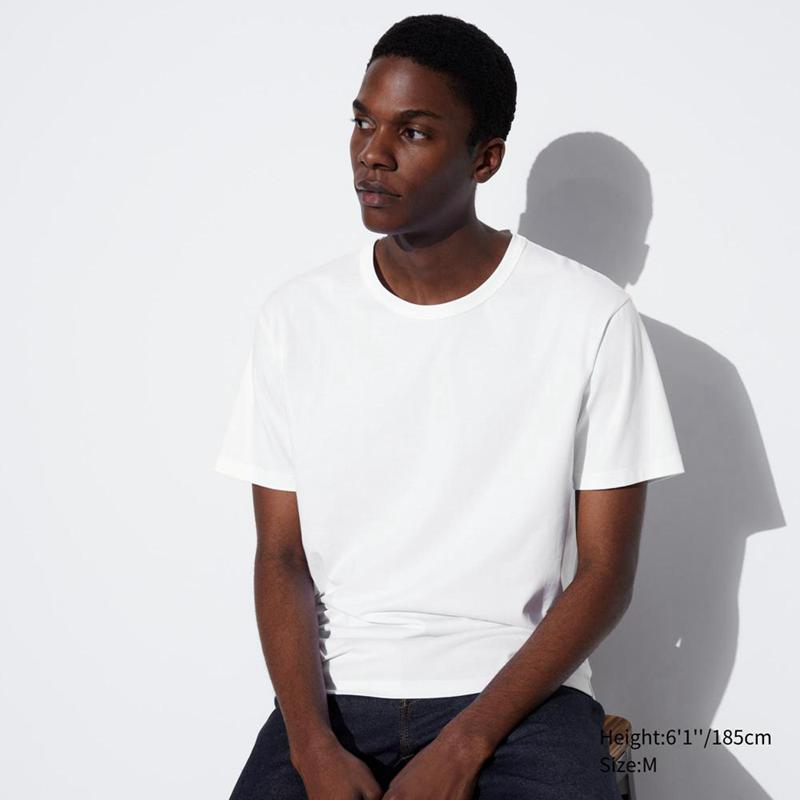 Uniqlo AIRism Cotton Crew Neck Men T-Shirt White  US |  CMGA-72360