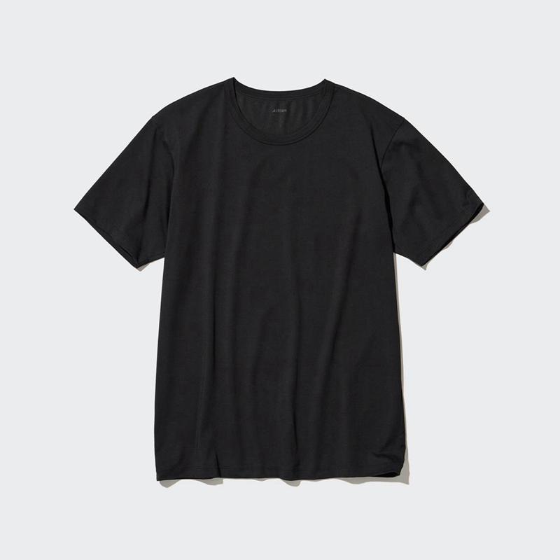 Uniqlo AIRism Cotton Crew Neck Men T-Shirt Black  US |  RGST-98760