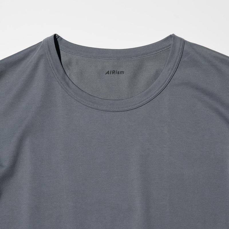 Uniqlo AIRism Cotton Crew Neck Men T-Shirt Black  US |  KIYM-54092