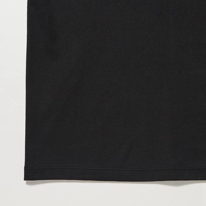 Uniqlo AIRism Cotton Crew Neck Men T-Shirt Black  US |  KIYM-54092